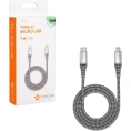 Кабель AIRLINE Type-C - micro USB 1м, серый нейлоновый ACH-C-41