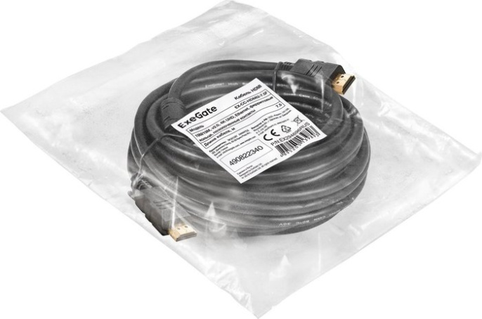 Кабель HDMI ExeGate EX-CC-HDMI2-7.5F 19M/19M, v2.0, 7,5м, 4K UHD, Ethernet, ферритовые кольца, позолоченные контакты EX294696RUS
