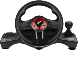 Руль FlashFire Force WH-2304V проводной, интерфейс: USB, управление: педали, блок переключения передач, подрулевые переключатели, функция вибрационной обратной связи, совместимость: PS 3/PC/PS 4/Xbox One, цвет: черный/красный