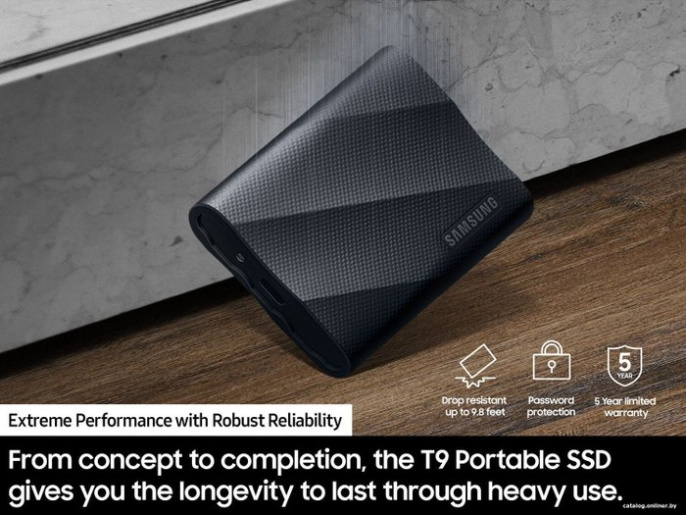 Внешний SSD 4Tb Samsung T9 MU-PG4T0B/WW, USB Type-C, Black