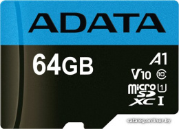 Флеш карта microSDXC 64GB A-Data AUSDX64GUICL10A1-RA1 Premier + adapter