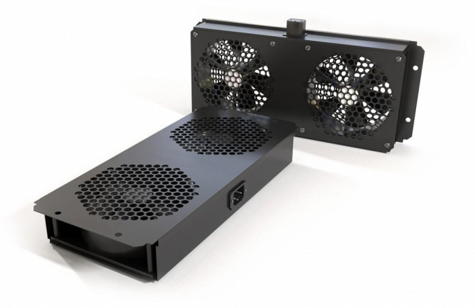 Модуль вентиляторный Hyperline TFAB-T2FR-RAL9004 2 вент. черный упак.:1шт