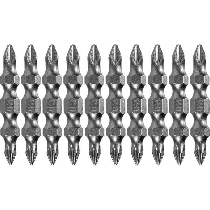 Набор бит двухсторонних PH2-PH1, 45 мм, сталь S2, 10 шт Denzel 11674