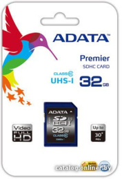 Карта памяти SDHC 32 Gb ADATA Premier ASDH32GUICL10-R S
