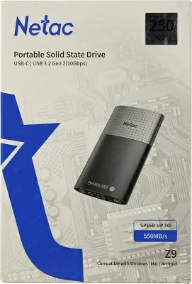 Внешний накопитель SSD 250 Gb USB3.2 Netac Z9 NT01Z9-250G-32BK Type-C