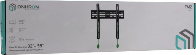 Кронштейн для телевизора ONKRON FM2, 32-65", настенный, фиксированный,  черный
