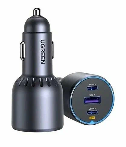 Автомобильное зарядное устройство UGREEN EC307 (45843) 30W 3-Port Fast Car Charger. Цвет: серый