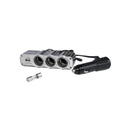 Разветвитель прикуривателя AVS CS314U 12/24 на 3 выхода+USB 43267