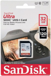 Карта памяти SanDisk Ultra 32GB SDHC Memory Card 120MB/s SDSDUN4-032G-GN6IN