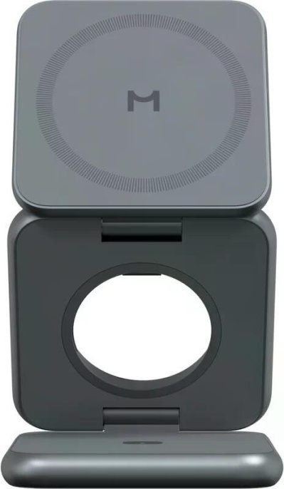 Беспроводное зарядное устройство Magssory Fold Pro WCH063 Midnight WCH063m 3 в 1, 23 Вт, зарядка 3-х устройств одновременно, поддержка Qi, Qi2, PD, QC, совместимость с MagSafe, магнитное крепление, регулируемый угол наклона с фиксацией устройства