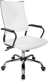 Кресло руководителя Бюрократ CH BALANCE SL, экокожа, до 150кг, топ-ган, фиксированные подлокотники,  белый