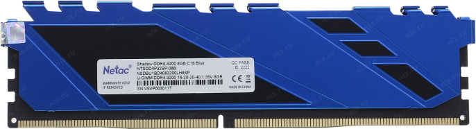Оперативная память NETAC Shadow NTSDD4P32SP-08B DDR4 - 1x 8ГБ 3200МГц, DIMM, Blue, Ret