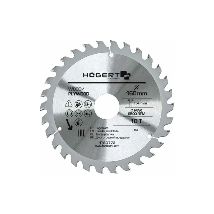 Диск пильный по дереву 160x30 мм, 18Т HOEGERT TECHNIK HT6D773