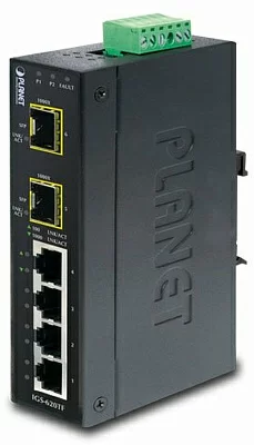 Коммутатор PLANET IGS-620TF IP30 Industrial 4-Port 10/100/1000T + 2-Port 100/1000X SFP Gigabit Switch (-40 to 75 degree C)