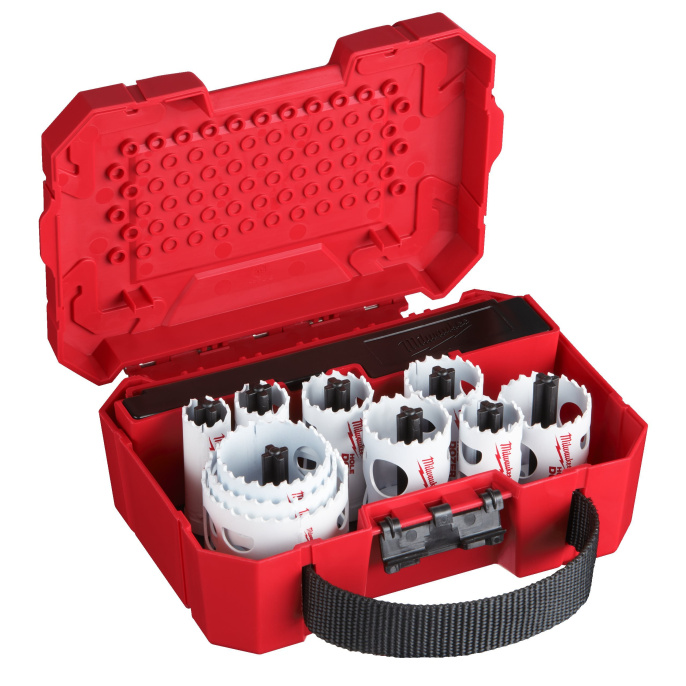 Набор коронок Milwaukee Hole Dozer 14 шт 49224152 центрирующее сверло, обрабатываемый материал: гипсокартон, дерево, металл, пластик, рабочий диаметр: 19, 22, 25, 29, 32, 35, 38, 44, 51, 57 мм, рабочая длина: 41 мм