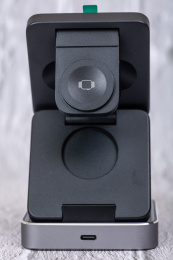 Беспроводное зарядное устройство CABLETIME CE12B (CT-WPG01-PG) 3-в-1, Qi-зарядка, 15 Вт, автодержатель, быстрая зарядка