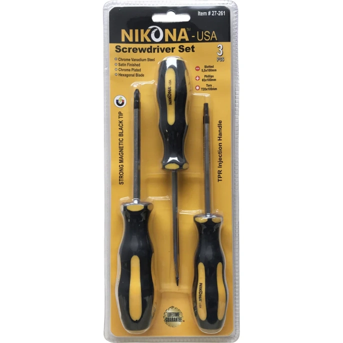 Набор отверток NIKONA из хромованадиевой стали 3 предмета 27-261