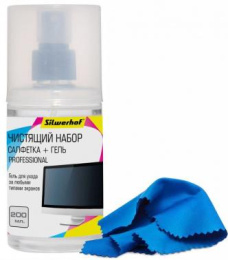 Чистящий набор салфетка + гель Silwerhof для экранов и оптики 200мл