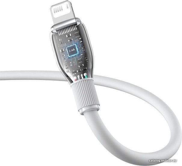 Кабель Baseus P10355700221-01 Pudding Series Fast Charging Cable USB to iP 2.4A 2m Stellar White (передача данных: 480 Мбит/с, поддержка быстрой зарядки)