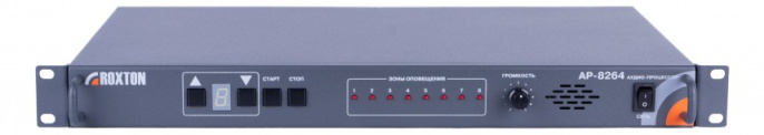 Аудио-процессор ROXTON AP-8264 - блок речевого оповещения с возможностью ручного и автоматического управления