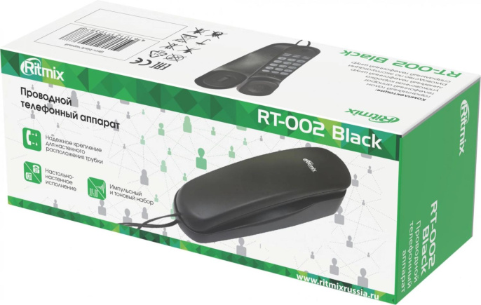 Проводной телефон Ritmix RT-002, черный