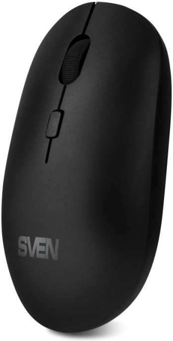 Беспроводная мышь SVEN RX-222W чёрная BT, 2.4GHz, АКБ, 3+1кл. 1200-1800DPI, кор. SV-021771