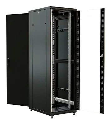 Шкаф серверный WRline (WR-TT-3261-AS-RAL9004) напольный 32U 600x1000мм пер.дв.стекл задн.дв.стал.лист 2 бок.пан. 800кг черный 910мм 1610мм IP20 сталь