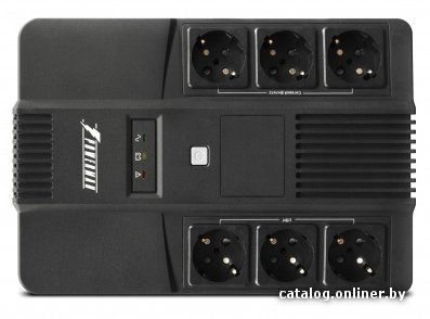 Источник бесперебойного питания Powerman Brick 600 12V/7Ah, 600ВА, 360Вт, 50 ± 10, 6 розеток Shuko 3 розетки ИБП + 3 розетки сетевого фильтра , уровень шума: 40 дБ