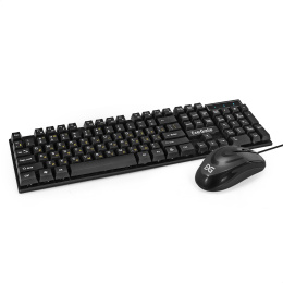 Комплект ExeGate Professional Standard Combo MK110 (клавиатура мультимедийная влагозащищенная 104кл. + мышь оптическая 1000dpi, 3 кнопки и колесо прокрутки, длина кабелей 1,5м; USB, черный, Color Box) EX295302RUS