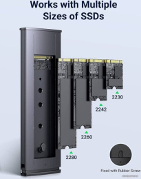 Бокс внешний для жесткого диска UGREEN CM578 15512 M.2 NVMe SSD Enclosure с кабелем USB-C к USB-C и USB-C к USB-A. Цвет: серый космос (15512_)