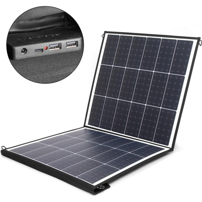 Складная влагозащищенная солнечная батарея TopOn 100W 18V DC, Type-C PD 60W, USB QC3.0 18W, USB 12W, на 2 секции TOP-SOLAR-100
