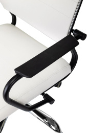 Кресло руководителя Бюрократ CH BALANCE SL, экокожа, до 150кг, топ-ган, фиксированные подлокотники,  белый