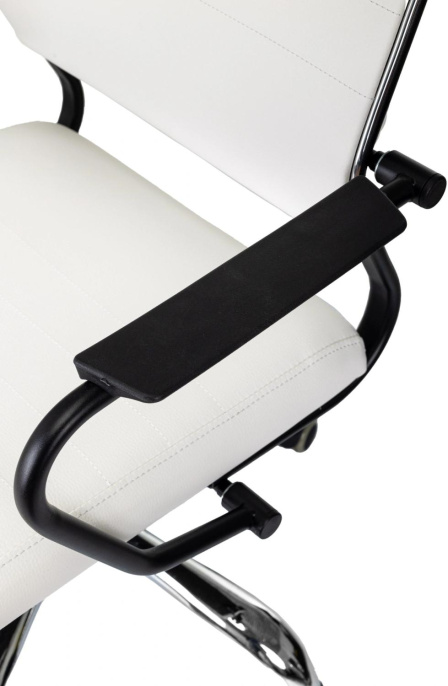 Кресло руководителя Бюрократ CH BALANCE SL, экокожа, до 150кг, топ-ган, фиксированные подлокотники,  белый