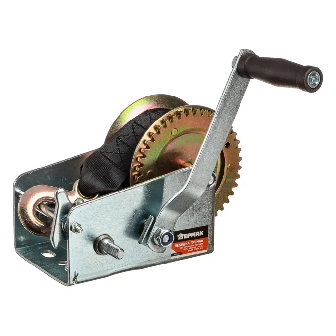 Лебедка ручная шестеренчатая ЕРМАК TRT 1301S (трос - ремень) 1360кг, длина троса 8м 737-023