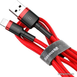 Кабель Baseus CALKLF-A19 Cafule Cable USB For iP 2.4A 0.5m Red+Black (передача данных, питание устройств, в оплетке)