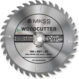 Диск пильный по дереву MKSS Toolbox Woodcutter WC1900 190x36Тх20 мм WC19003620