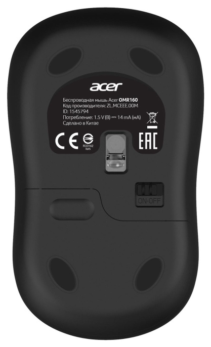 Мышь Acer OMR160 черный оптическая 1200dpi беспров. USB 3but ZL.MCEEE.00M