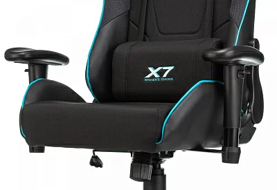 Кресло игровое A4Tech X7 GG-1100 черный/голубой текстиль/эко.кожа крестовина пластик