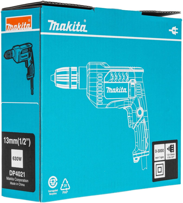 Дрель безударная Makita DP4021 630Вт патрон:быстрозажимной реверс