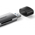 Картридер UGREEN CM185-50706; USB-C + USB-A to TF/SD, поддержка одновременного использования карт памяти, Скорость передачи данных на карту памяти: ≈ 100 МБ/с, алюминиевый корпус, поддержка карт памяти 512Gb измерено - до 2Tb теоретически . Space Gray