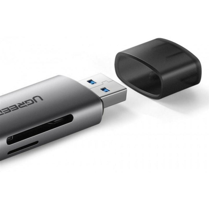 Картридер UGREEN CM185-50706; USB-C + USB-A to TF/SD, поддержка одновременного использования карт памяти, Скорость передачи данных на карту памяти: ≈ 100 МБ/с, алюминиевый корпус, поддержка карт памяти 512Gb измерено - до 2Tb теоретически . Space Gray