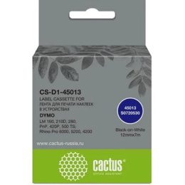 Картридж Cactus CS-D1-45013, 45013, 12мм,  черный шрифт, белый фон,  7м ( CS-D1-45013