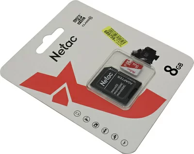 Карта памяти Netac NT02P500ECO-008G-R microSDHC Memory Card 8Gb UHS-I U1 Class10 + microSD-- SD Adapter