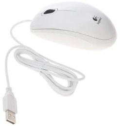 Мышь проводная Logitech B100, оптическая, USB, 1000dpi, белый [910-003360]