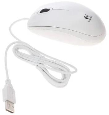 Мышь проводная Logitech B100, оптическая, USB, 1000dpi, белый [910-003360]
