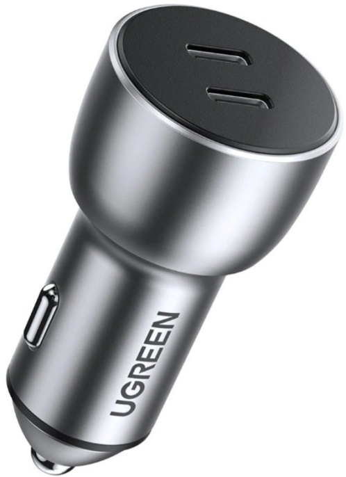 Автомобильное зарядное UGREEN CD213-70594, 2x USB-C; 50W Fast Charge, Выход USB-C 1 : 5V/3A, 9V/2A, 12V/1.5A 18W Max ; Выход USB-C 2 : 5V/3A, 9V/2A, 12V/1.5A 18W Max ; Поддержка PD3.0; Gray