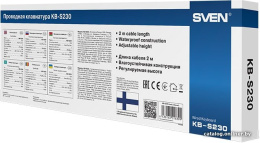 Клавиатура Sven KB-S230 Black (SV-018399) (проводная, мембранная, 104 клавиши, USB, влагоустойчивая конструкция, регулируемая высота, длина кабеля 2м)