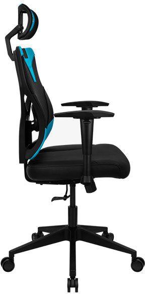 Кресло игровое Aerocool Guardian, экокожа/сетка, до 150кг, мультиблок, регулируемые 2D подлокотники,  черный/голубой
