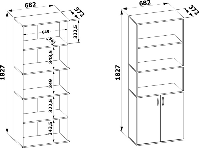 Стеллаж Сокол ШУ-21 ЛДСП, 1827x682x372мм венге/беленый дуб