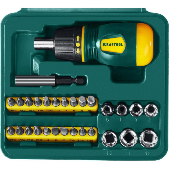 Отвертка Kraftool 25556-H29 в компл.:29 предметов жесткий кейс
